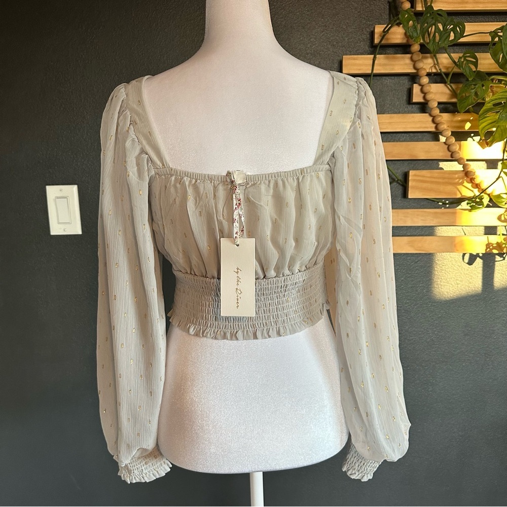 Blu Pepper grey Smocked Blouse - Picture 3 of 4